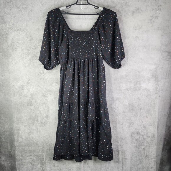 Women's Black City Chic Maxi Dress Emma Carnival Polka Dot Puff Sleeves M / 18 - Picture 8 of 11